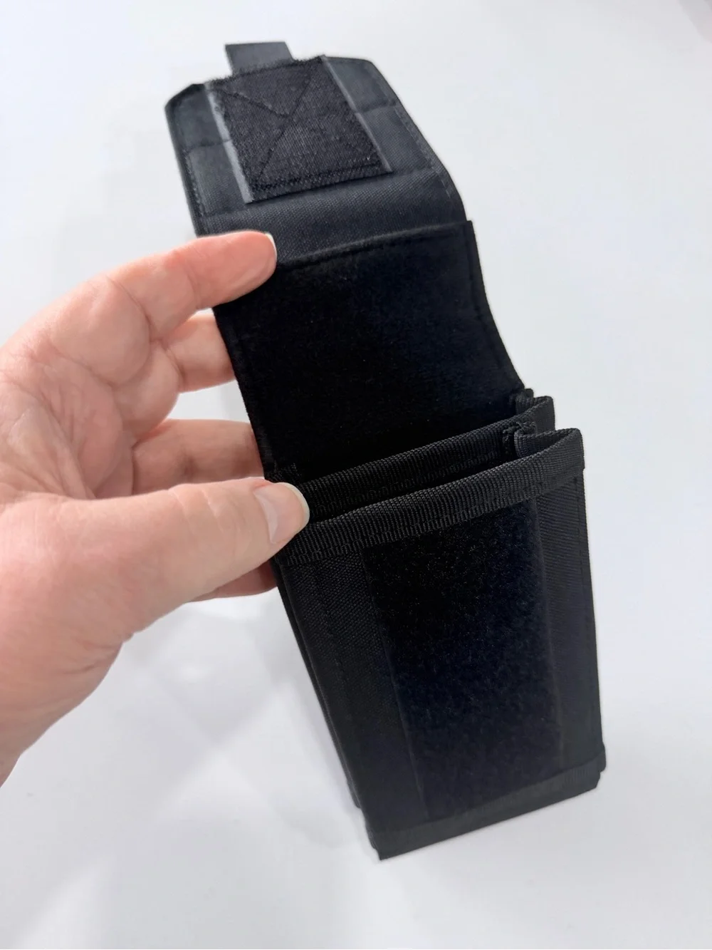 Black Tactical Phone Pouch with Hook-and-Loop Closure